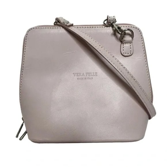 Vera Pelle Soft Pink Blush Mini Crossbody Bag Triple entry NWT - Picture 4 of 6